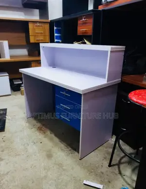 Blue White Reception Desk
