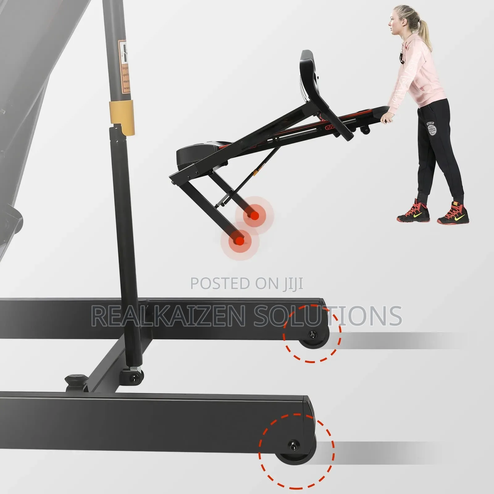Fitness Hand Grip Pulse Folding Treadmill With Wheels