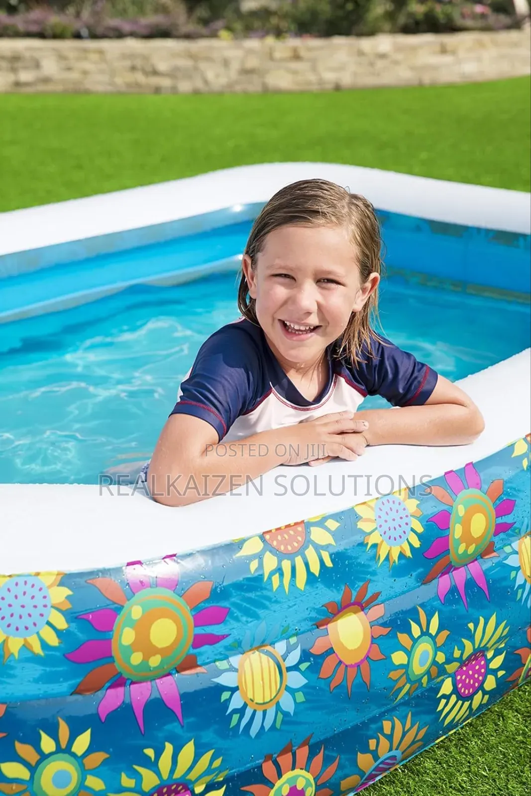 BESTWAY Flowered Inflatable Swimming Pool 3.05mx1.83mx56cm