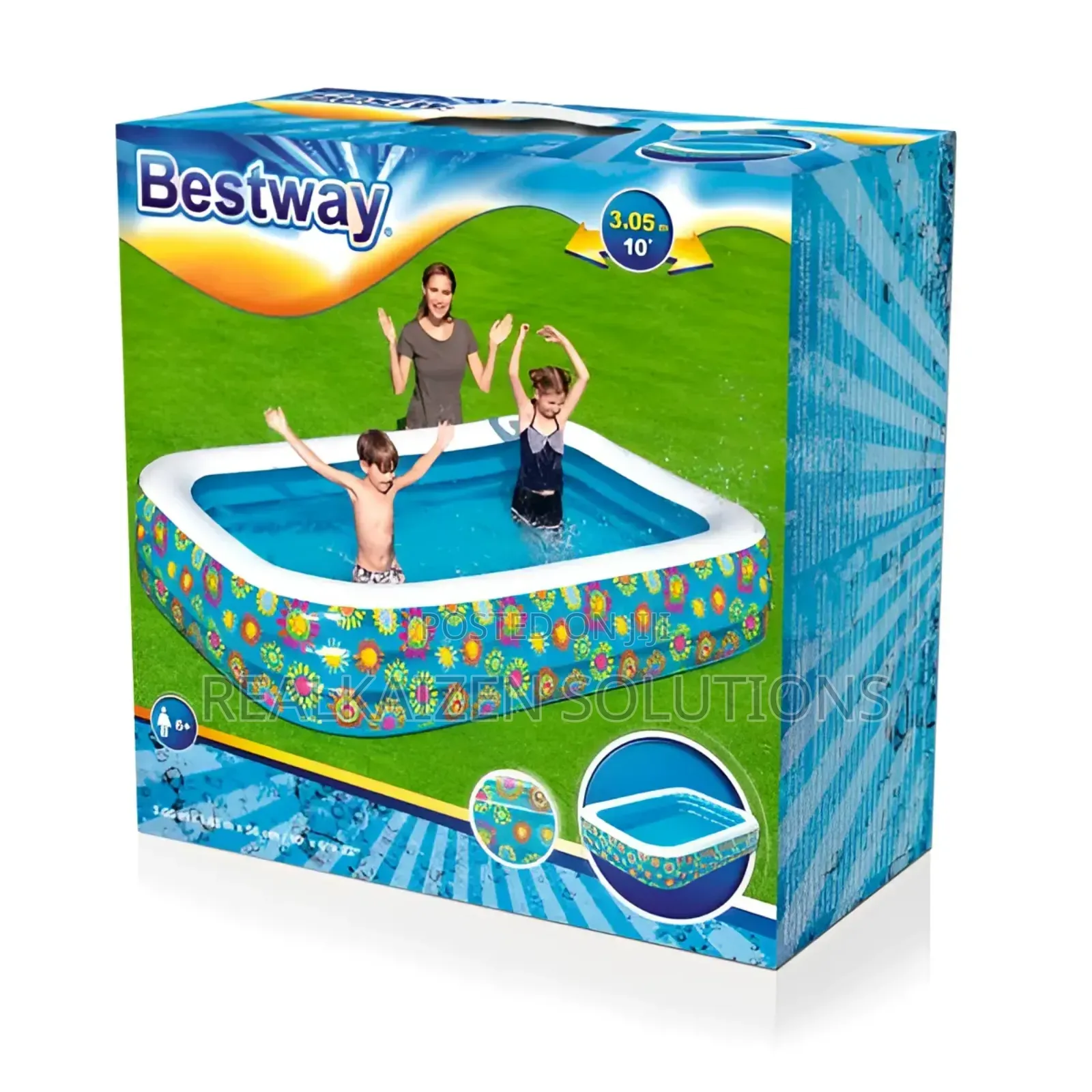 BESTWAY Flowered Inflatable Swimming Pool 3.05mx1.83mx56cm