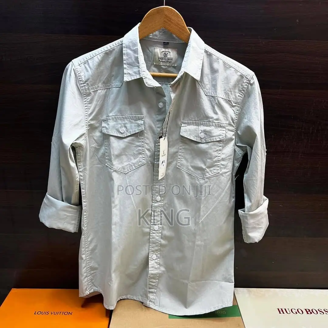Double Pocket Slim Fit Plain Office Shirts