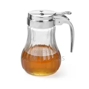 Glass Syrup Honey Dispenser With Thumb Lever Chrome Plated