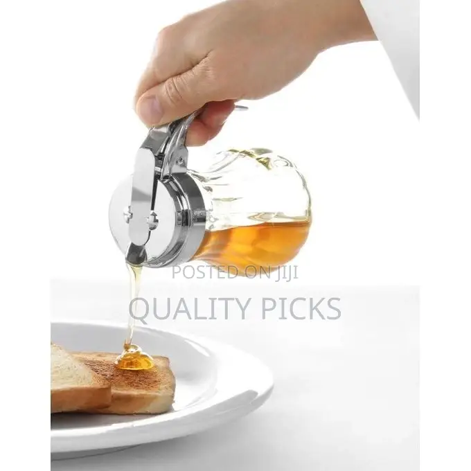 Glass Syrup Honey Dispenser With Thumb Lever Chrome Plated