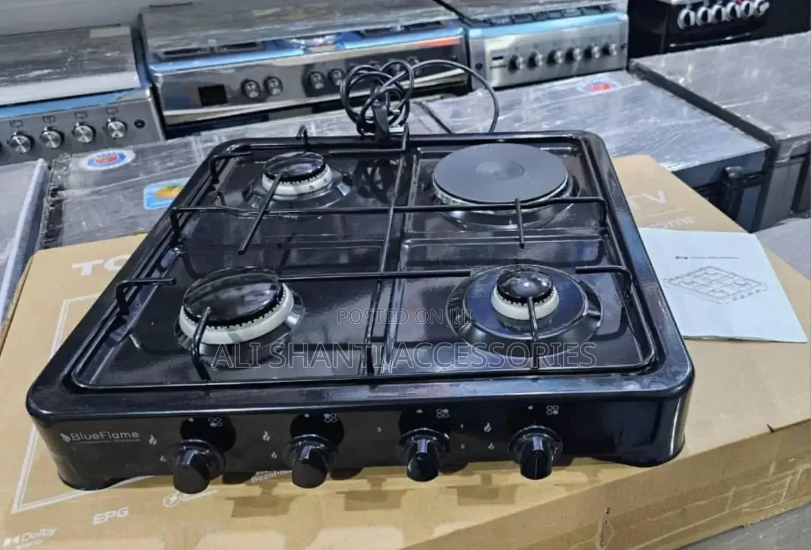 3×1 Cooker Electric and Gas Burner Blue Flame