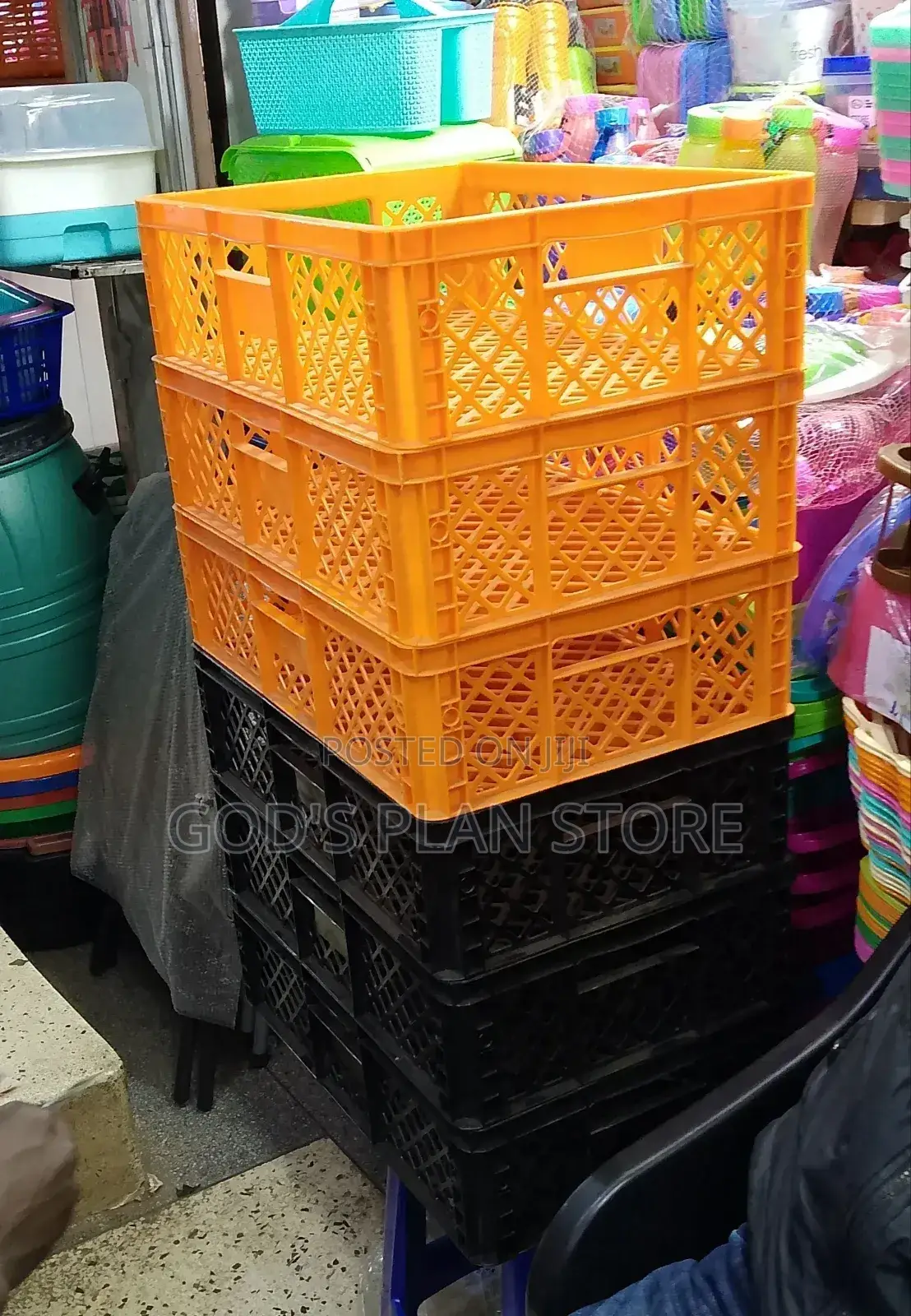Small Plastic Crates Orange and Black