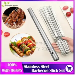 Kabob Skewers for Grilling, 6-Piece 16" Metal Skewers