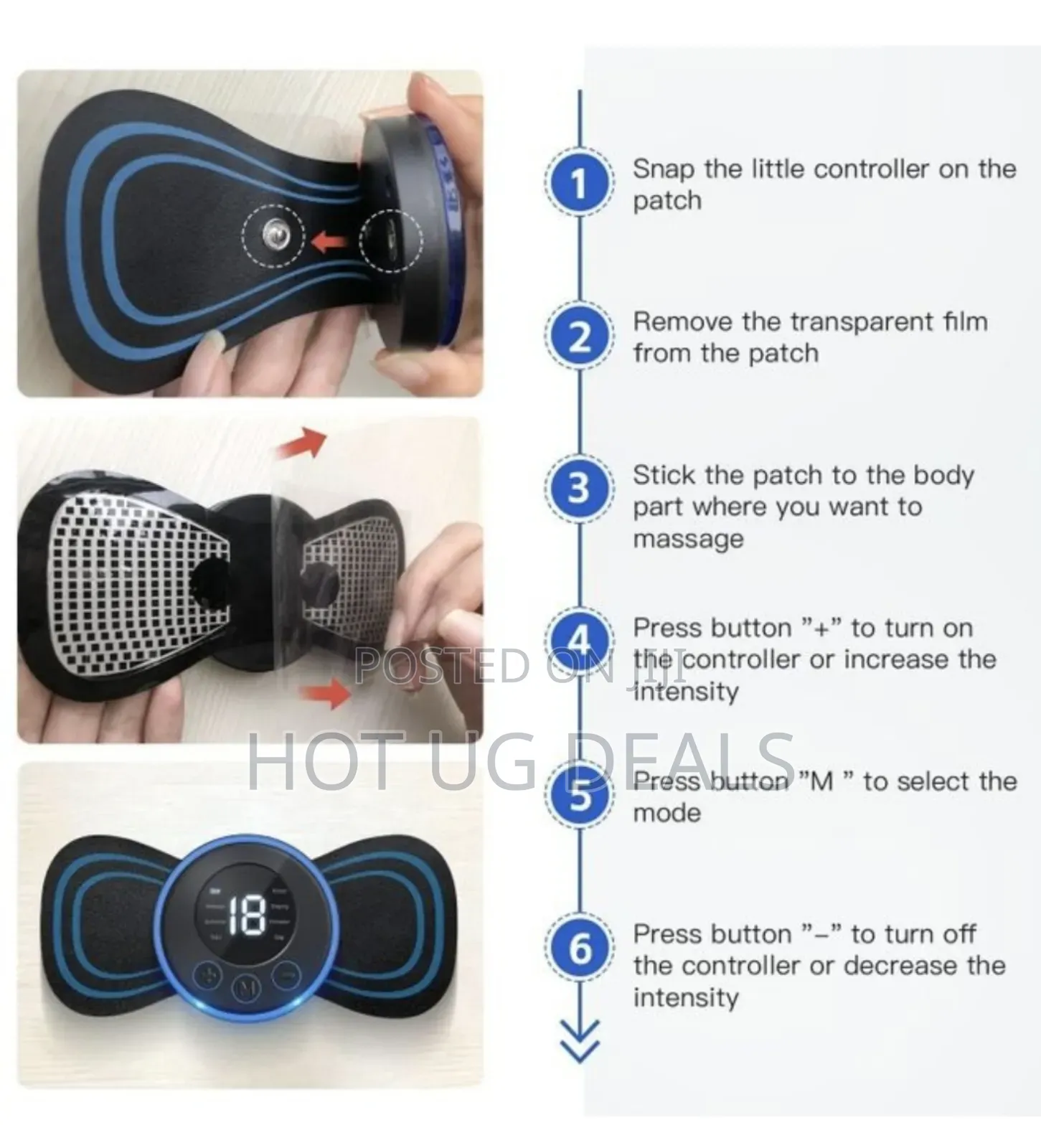 Wireless Portable Neck Body Massager With 8 Modes - Black