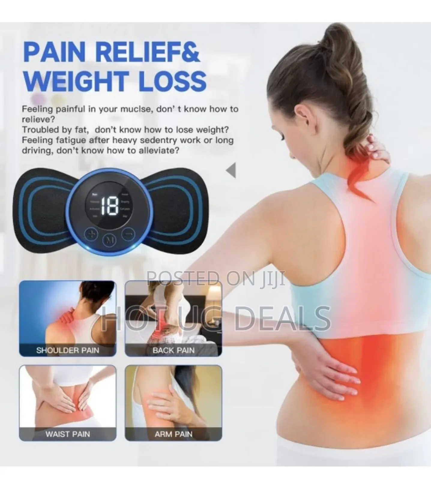 Wireless Portable Neck Body Massager With 8 Modes - Black