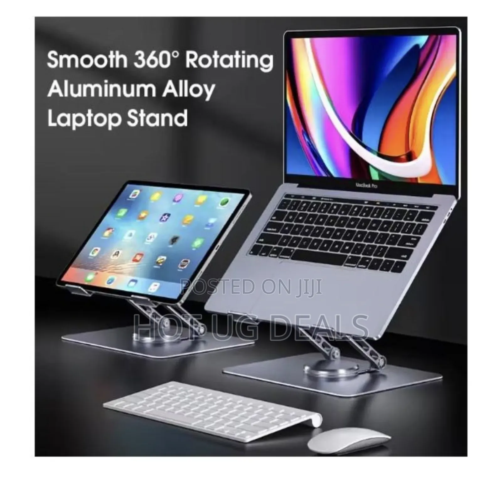 360 Rotate Aluminum Alloy Adjustable Laptop Stand- Silver