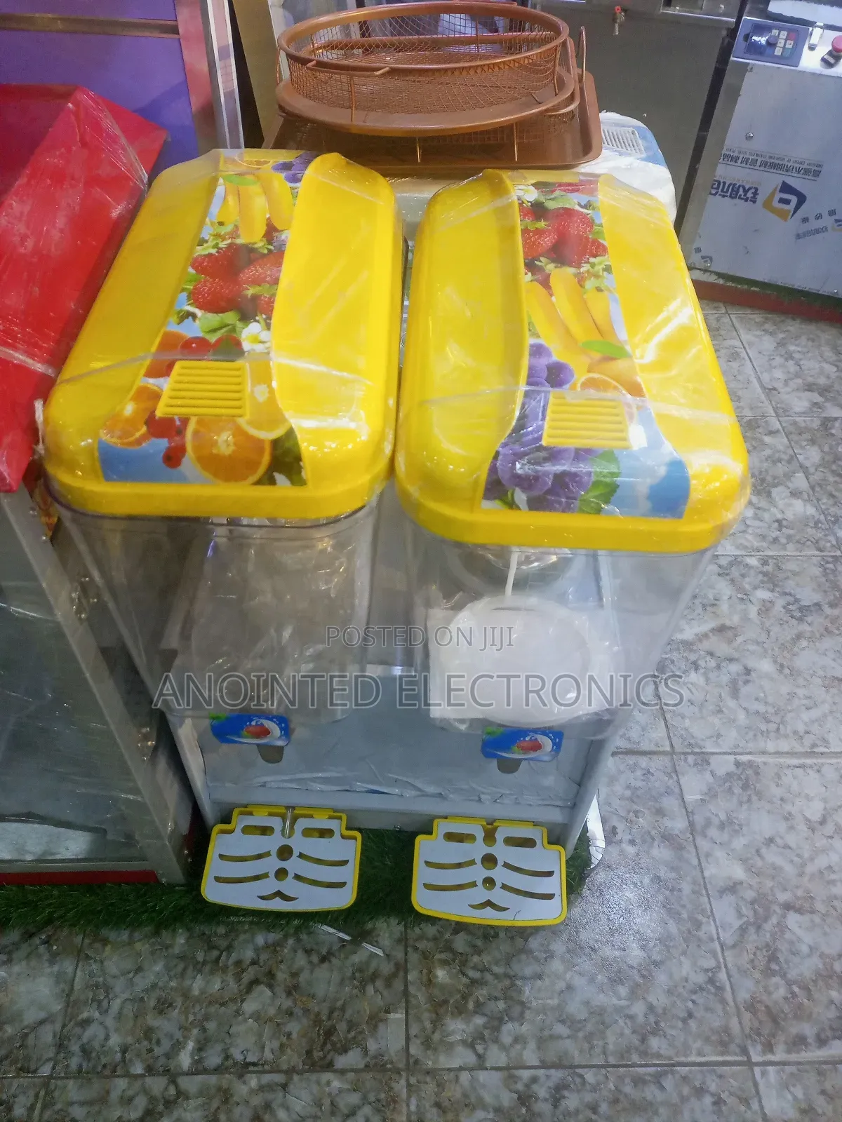 Yellow Juice Dispenser Double Jug