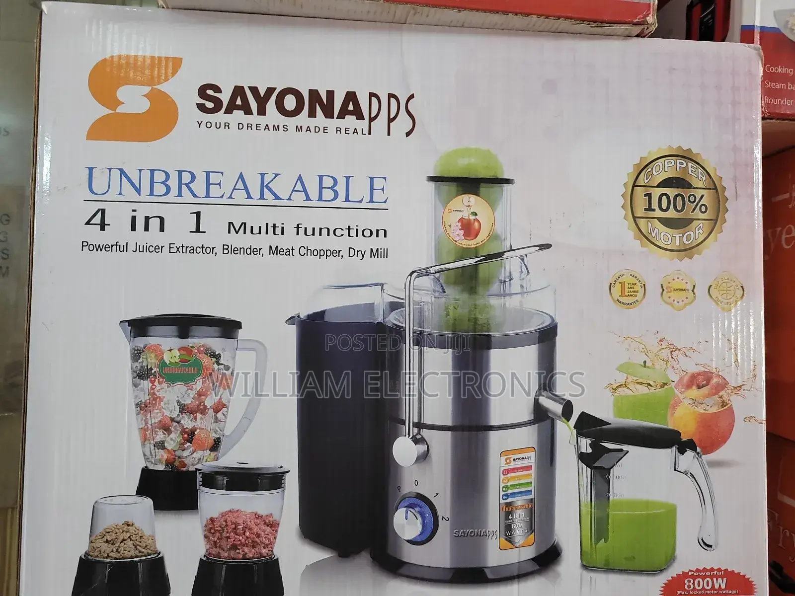 Electric 4in1 Sayona Juice Extractor/800w Sayona Blender