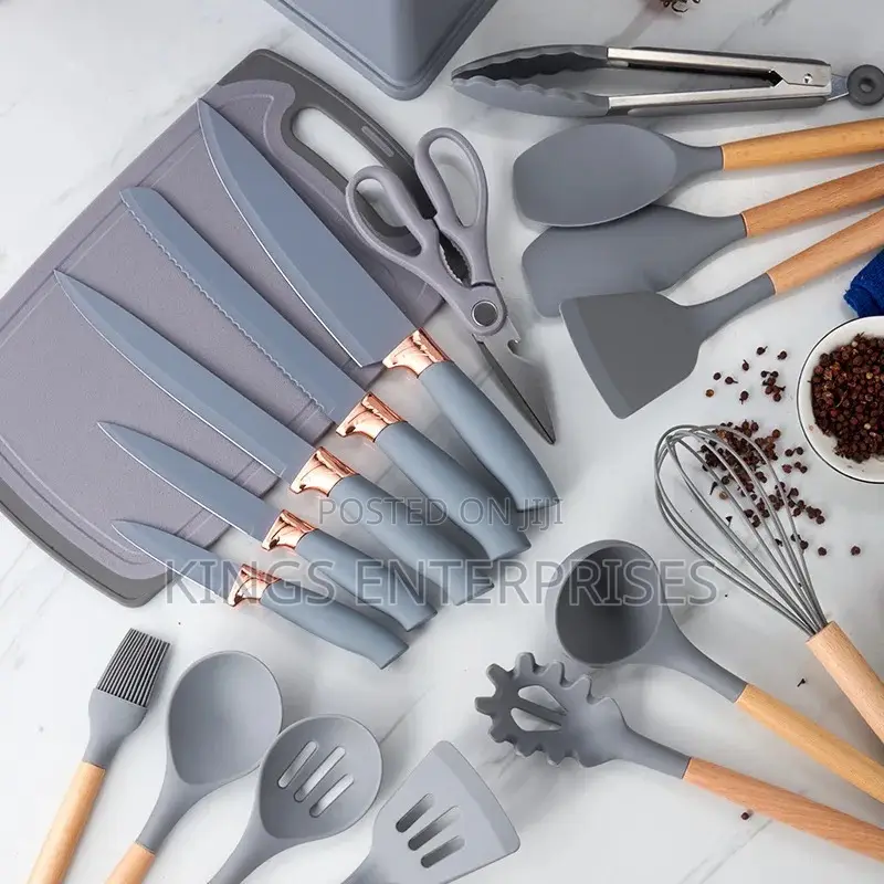 Wooden Handle Silicon Cooking Set [18 Pieces]
