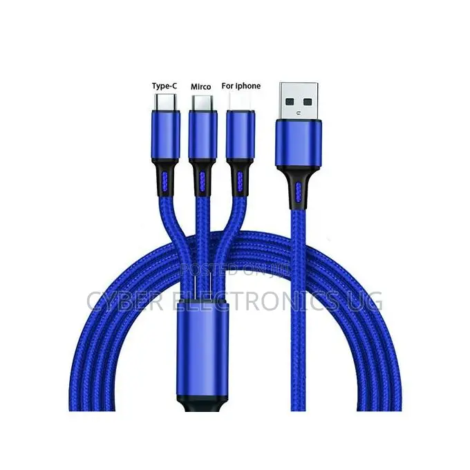 3 in 1 USB Cable Charging Cord for Type C, Smart and iPhone