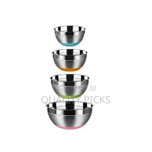 4pc Kitchen Steel Mixing Bowls for Baking Cooking Salad