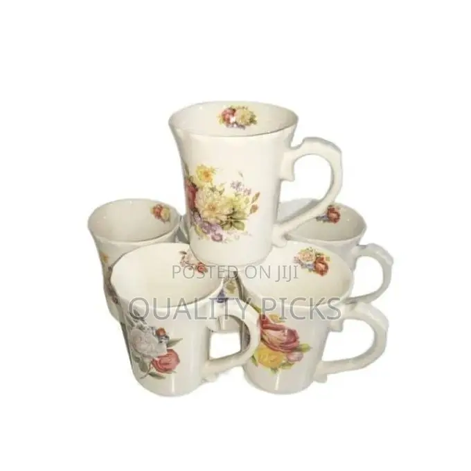 6 Pieces of Multi-Flower Printed Coffee Tea Cups Mugs