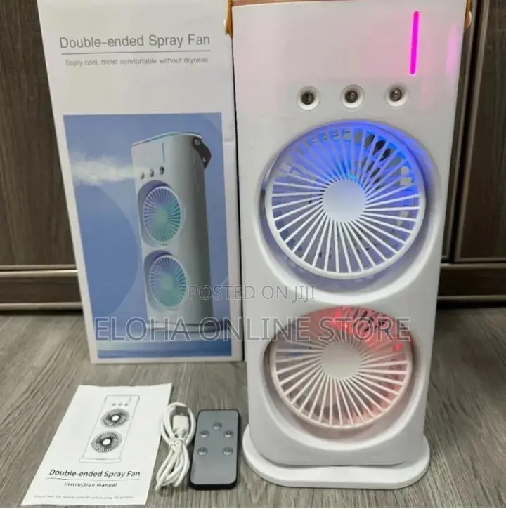 Rechargeable Dual Mist Spray Fan With Remote