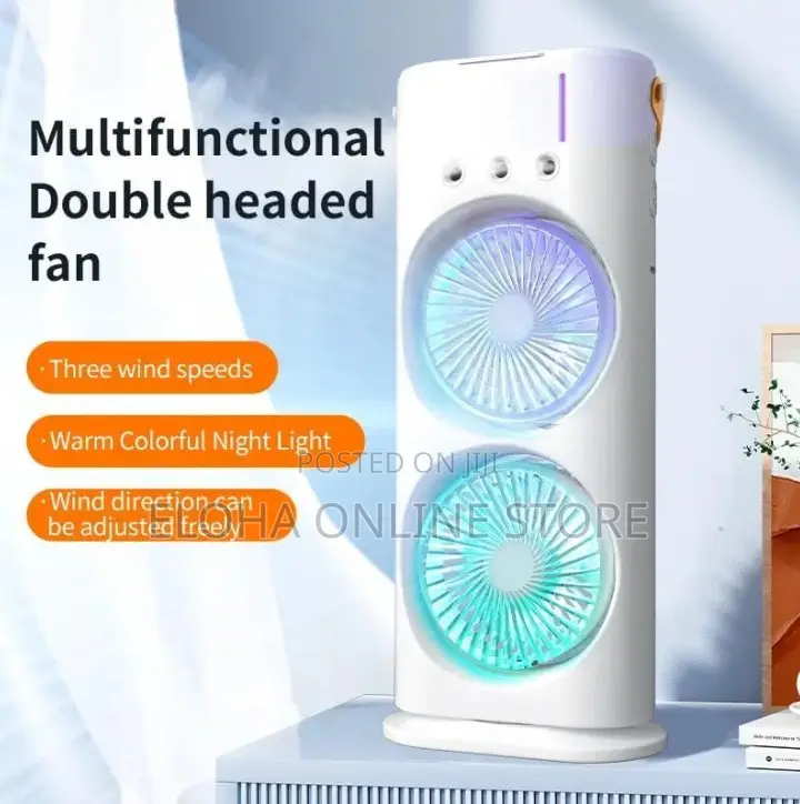 Rechargeable Dual Mist Spray Fan With Remote