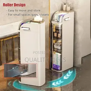 3 Tier Shower Floor Storage Cabinet 7in Narrow Corner