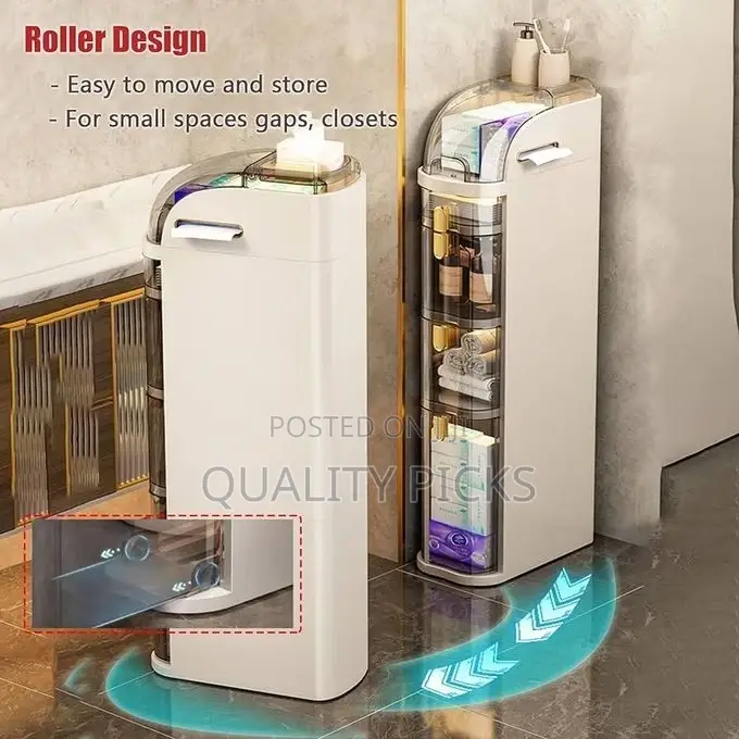 3 Tier Shower Floor Storage Cabinet 7in Narrow Corner
