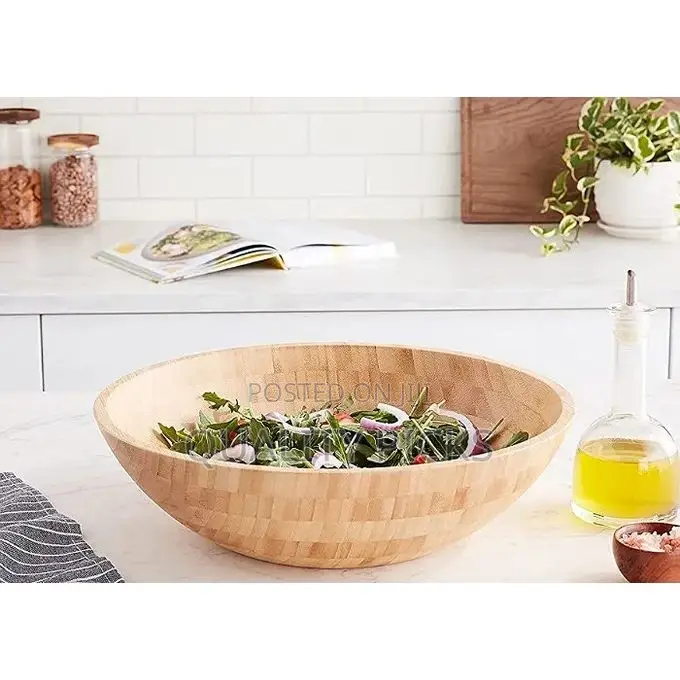 Bamboo 25cm Bamboo Fruit Salad Serving Bowl Dish-Brown.