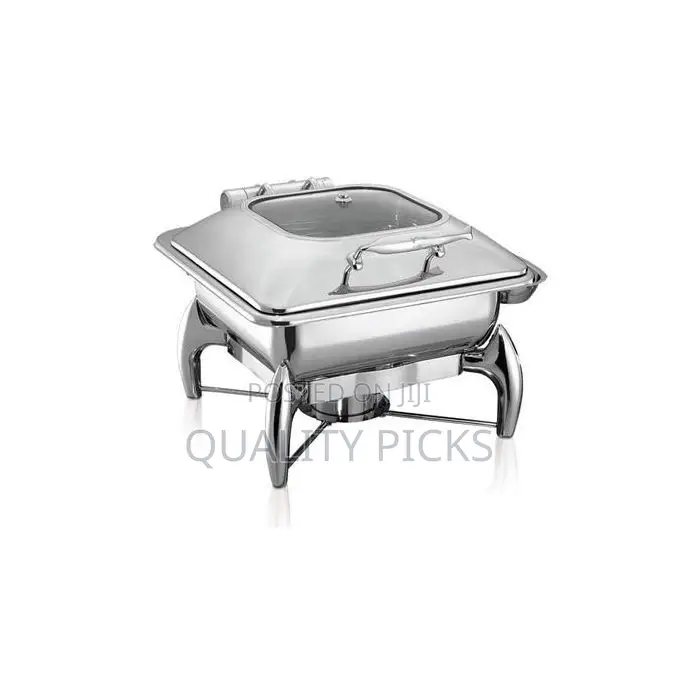 Stainless Steel Buffet Food Warmer Glass Lid Square Dish-