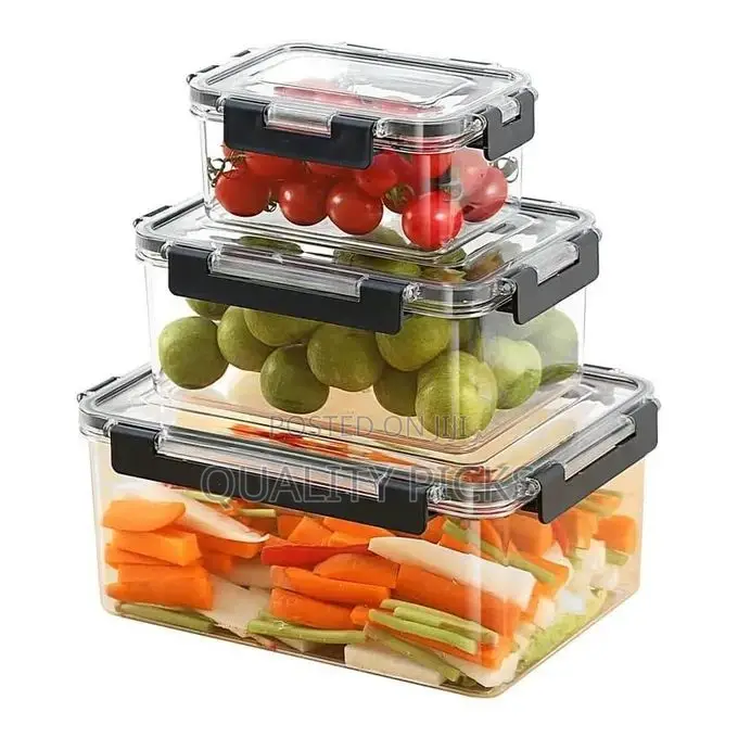 3-Piece Clear Acrylic Sealed Food Storage Containers