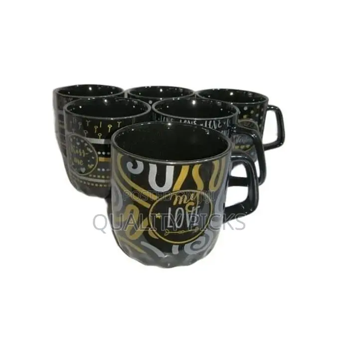 6 Pieces of Silver and Gold Printed Coffee Tea Cups Mugs