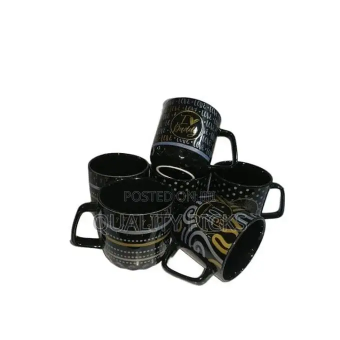6 Pieces of Silver and Gold Printed Coffee Tea Cups Mugs