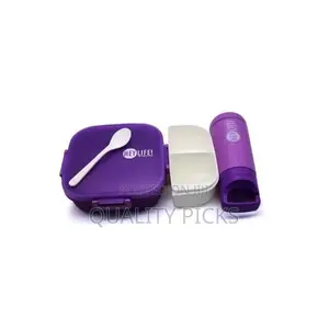 Leak Proof 3 Compartment Lunch Box With Bottle (350 ML)