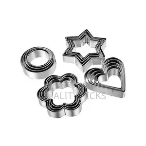 12 Piece, 4 Shape Stainless Steel Cookie Cutters - Silver