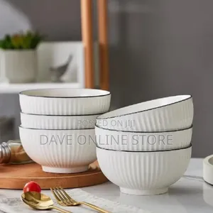 Set of 6 White Ceramic Bowls for Dessert, Oatmeal,Ice Cream