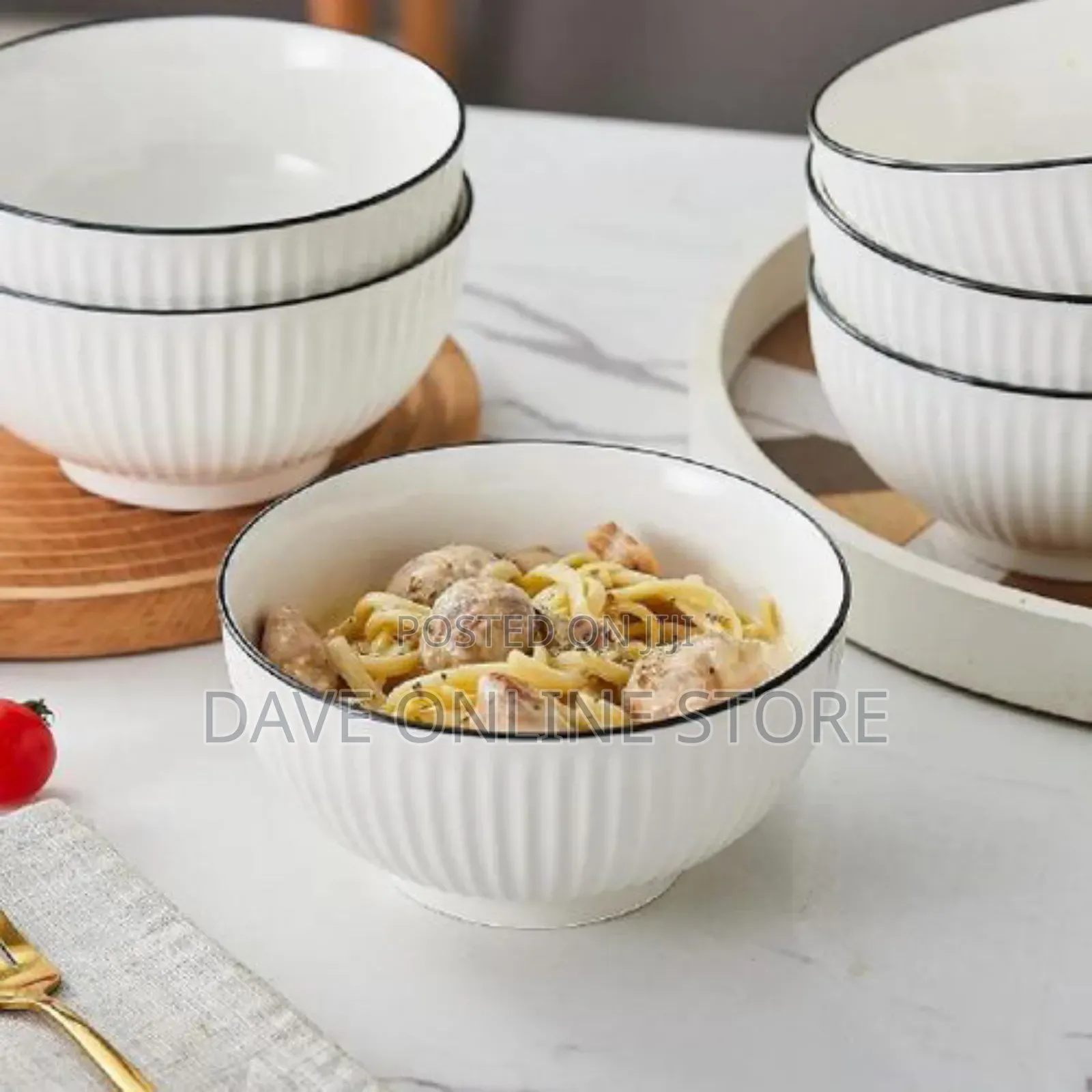 Set of 6 White Ceramic Bowls for Dessert, Oatmeal,Ice Cream