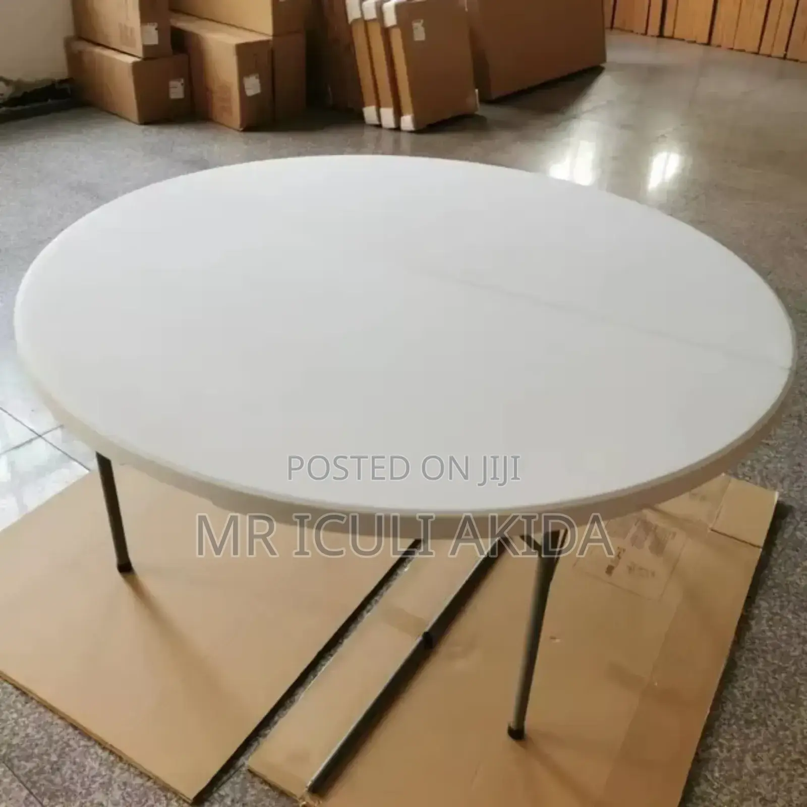 1.8mtrs Round Folding Exhibition Table WTH Aluminium Legs