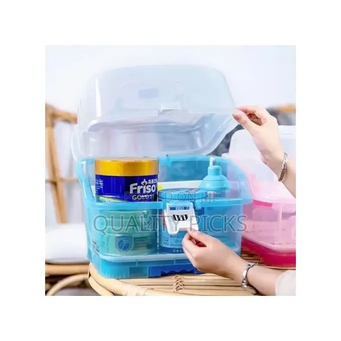 Portable Baby Bottle Drying Rack Storage Box With Cover
