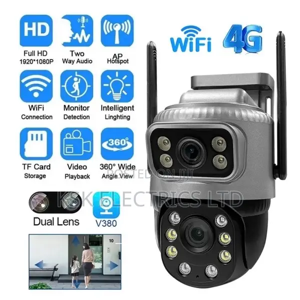 6 Mgpixels V380 Pro 4G Sim Card IP Camera Dual Lens Wireless
