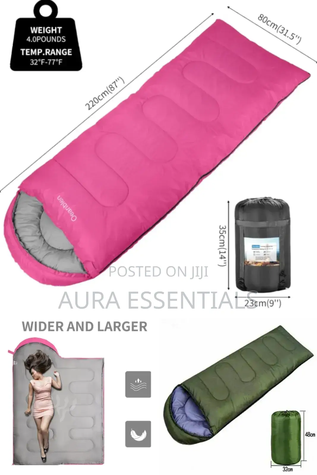 Green Polyester Sleeping Bag