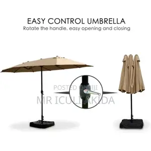 15ft/5mtr Phivilla Garden Parasol Umbrella With Solar Lights