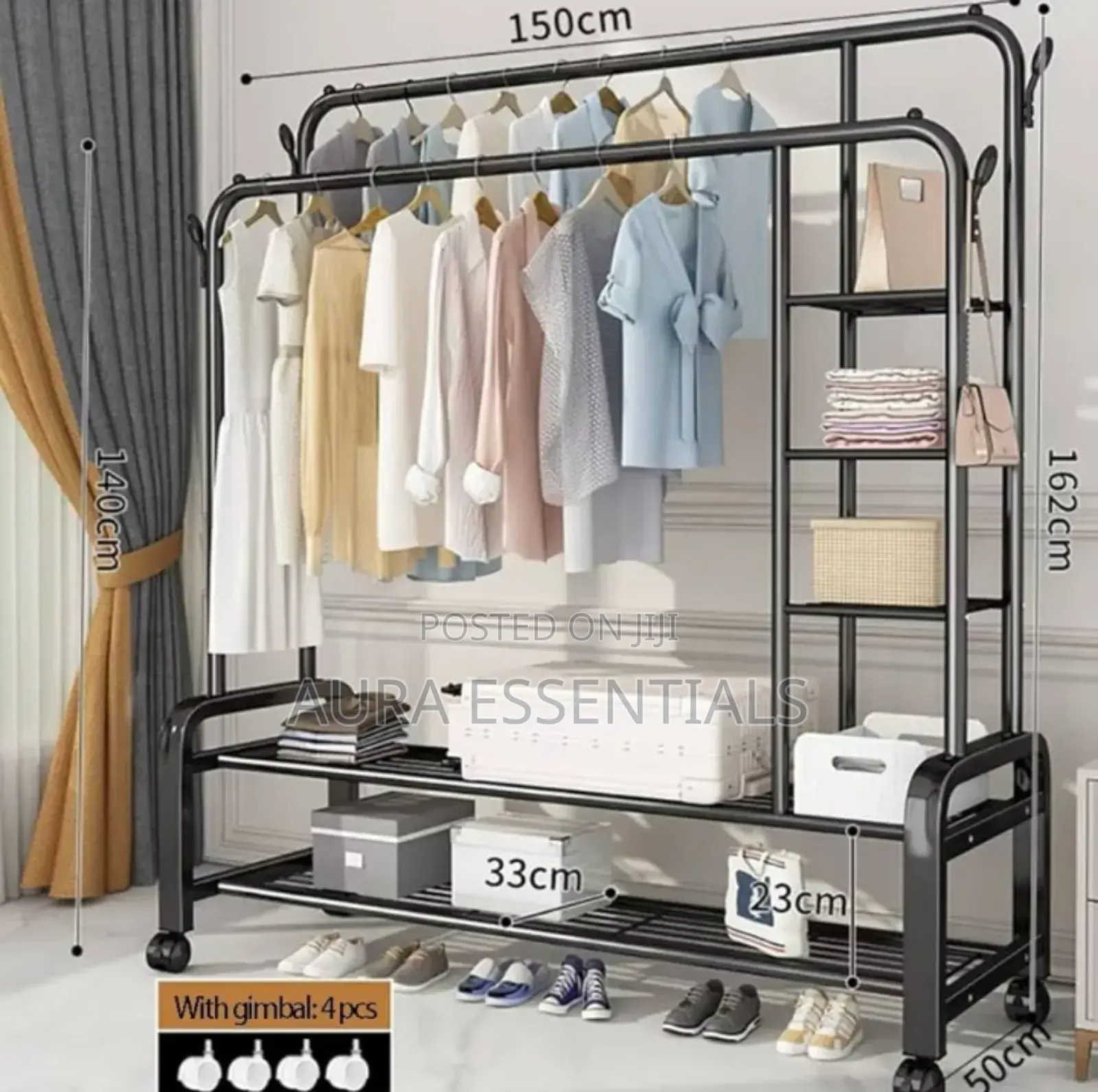 Double Rods Multifunctional Heavy Duty Clothes Rail