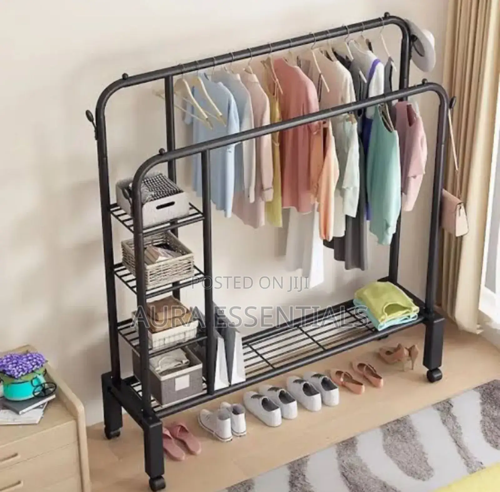 Double Rods Multifunctional Heavy Duty Clothes Rail