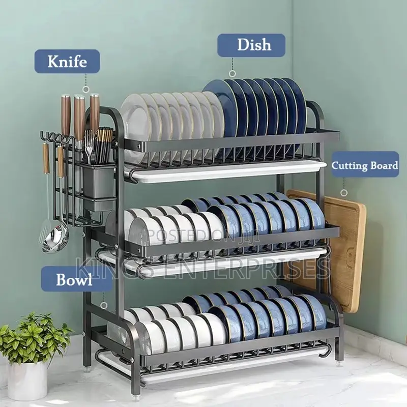 Stainless Steel 3-Layer Dish Rack and Drainer