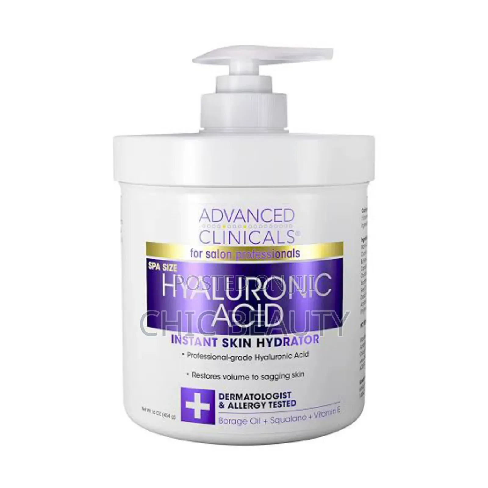 Advanced Clinicals Cream Hyaluronic Acid,Instant Skin Hydrator 454g