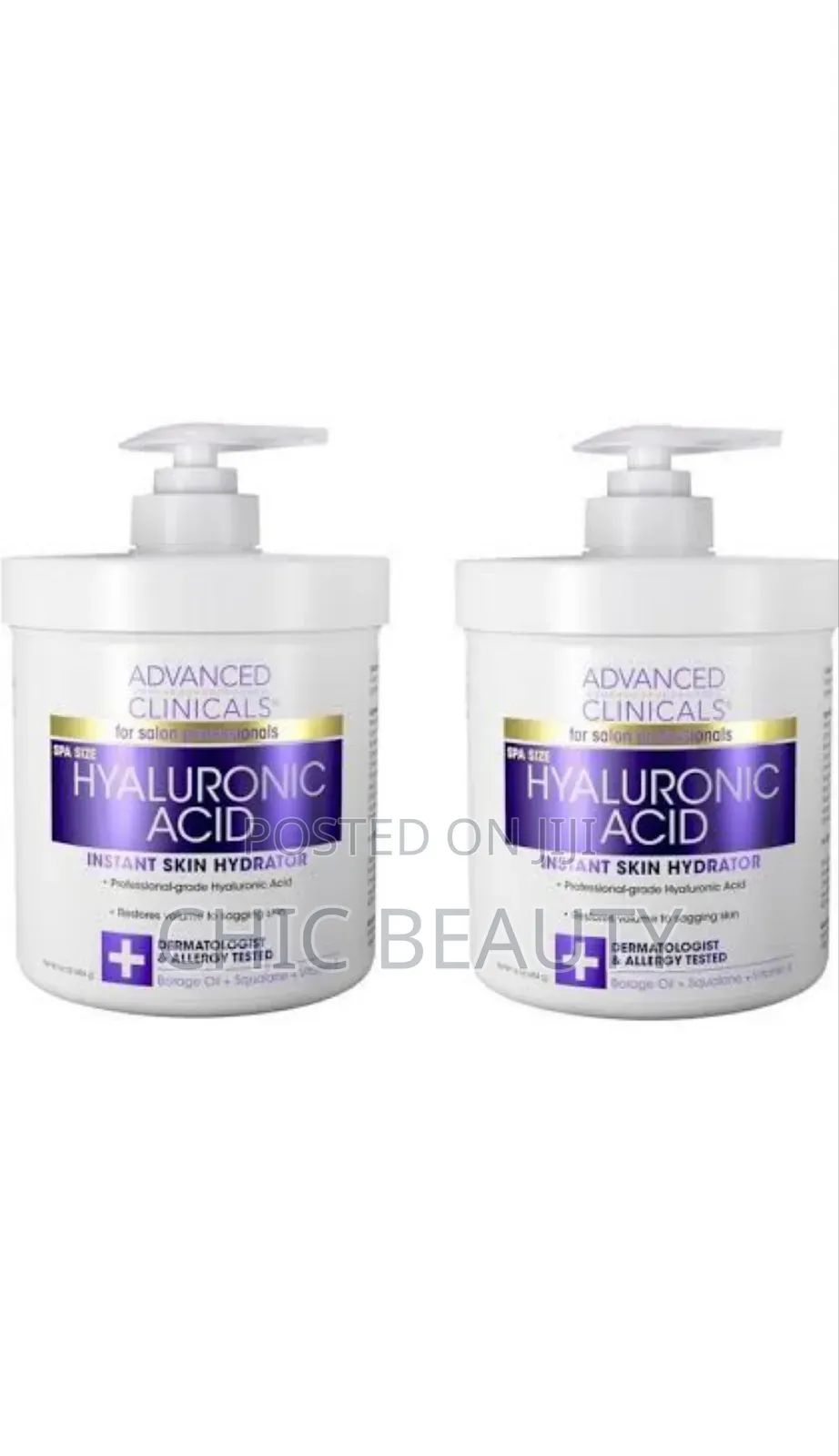 Advanced Clinicals Cream Hyaluronic Acid,Instant Skin Hydrator 454g