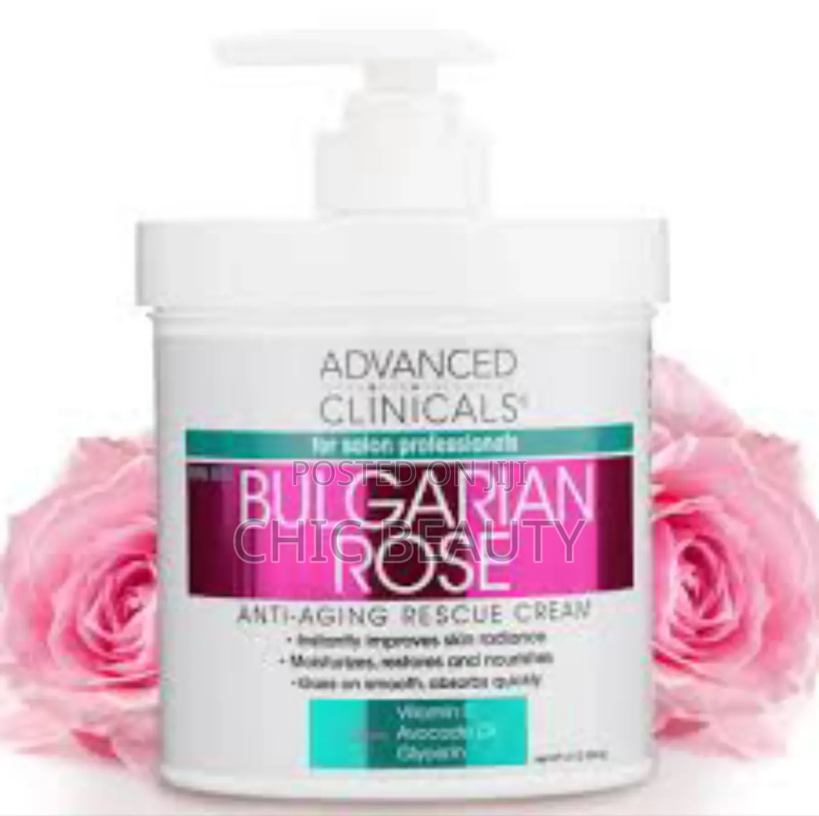 Advancedclinicals Anti-Agingrescue Cream Bulgarian Rose 454g
