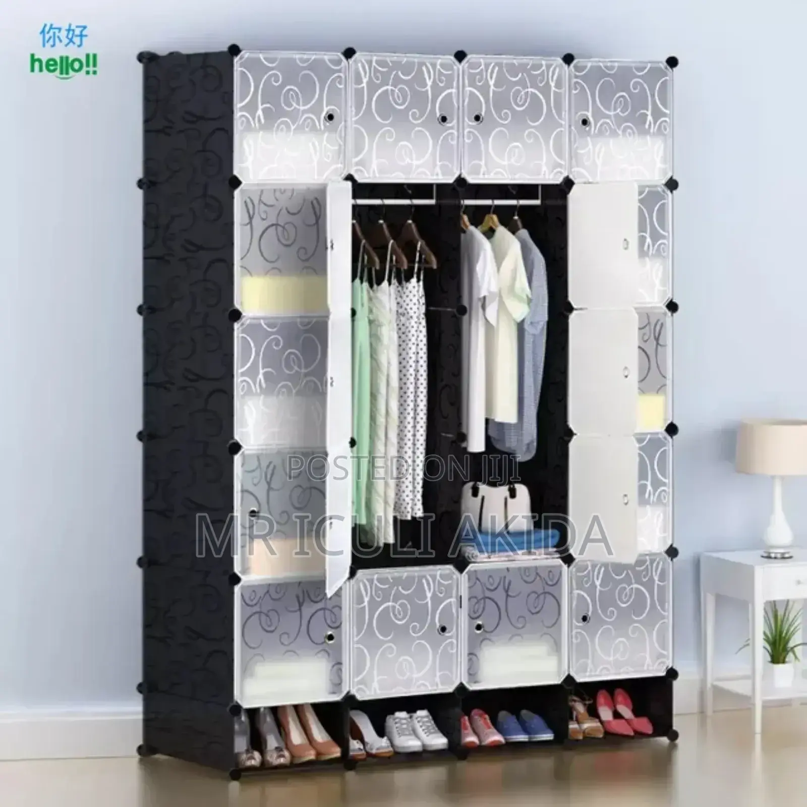 Dustproof Plastic DY Storage Cabinet/Wardrobe WTH Shoe Rack