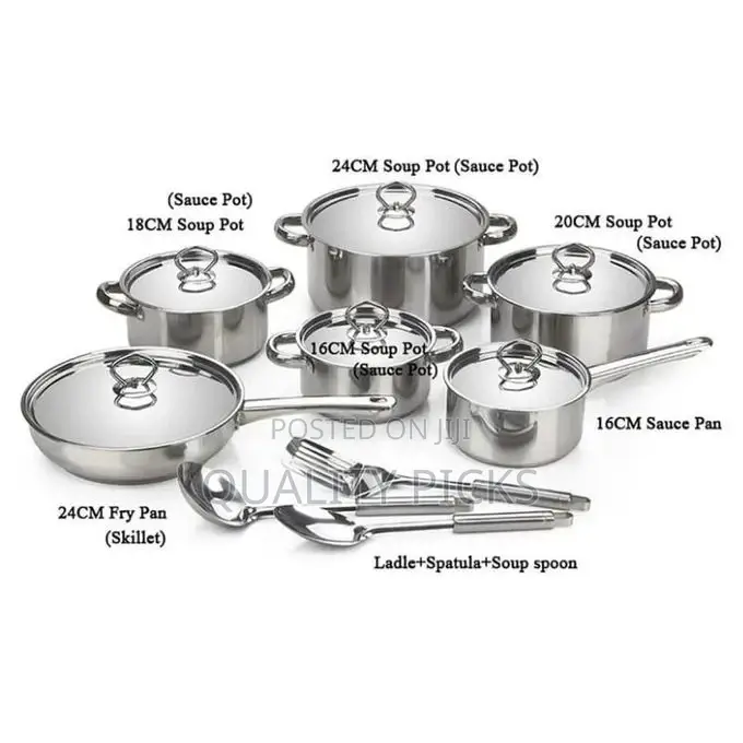 15 Pieces of Stainless Steel Saucepans Pots Cookware Set