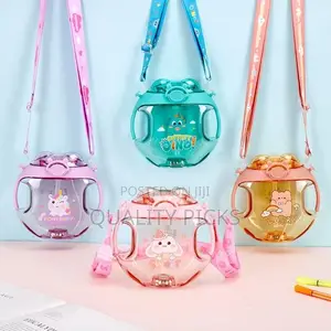 1 Set 450ml Water Bottle Shoulder Strap Donut Round Cup