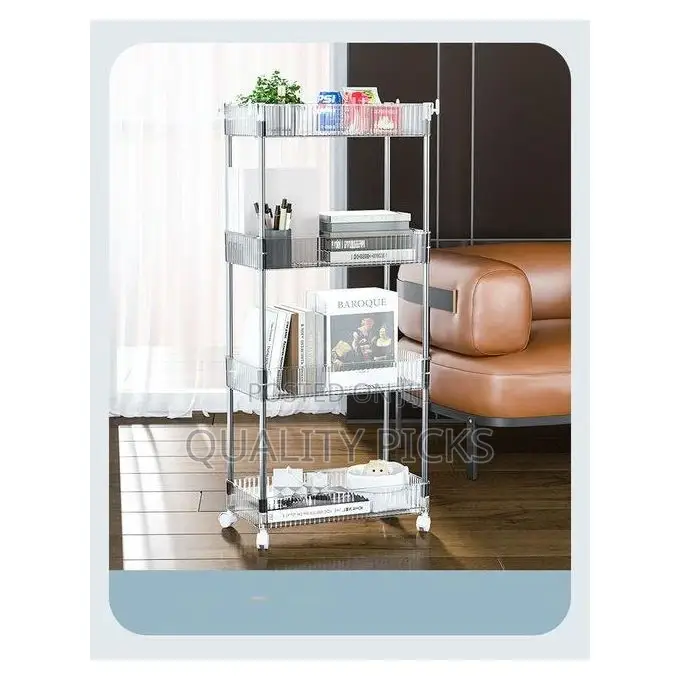 1pc Rectangle Acrylic Clear 4 Tier Utility Cart