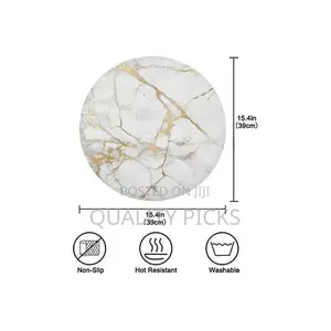 2 Sided 6PC Marble Design Round Placemats Dining Table Mats