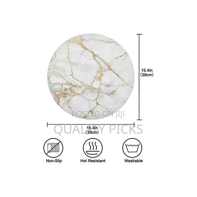 2 Sided 6PC Marble Design Round Placemats Dining Table Mats
