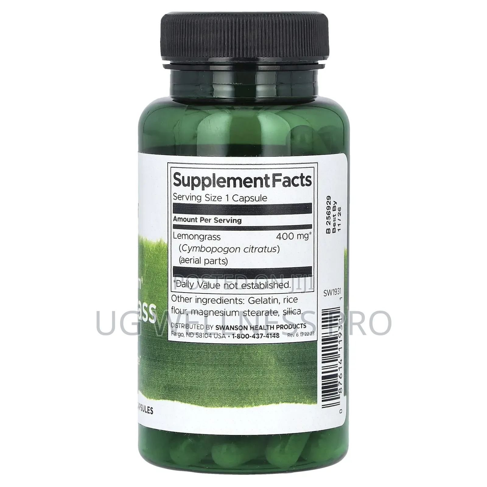 Swanson, Full Spectrum Lemongrass, 400 Mg, 60 Capsules